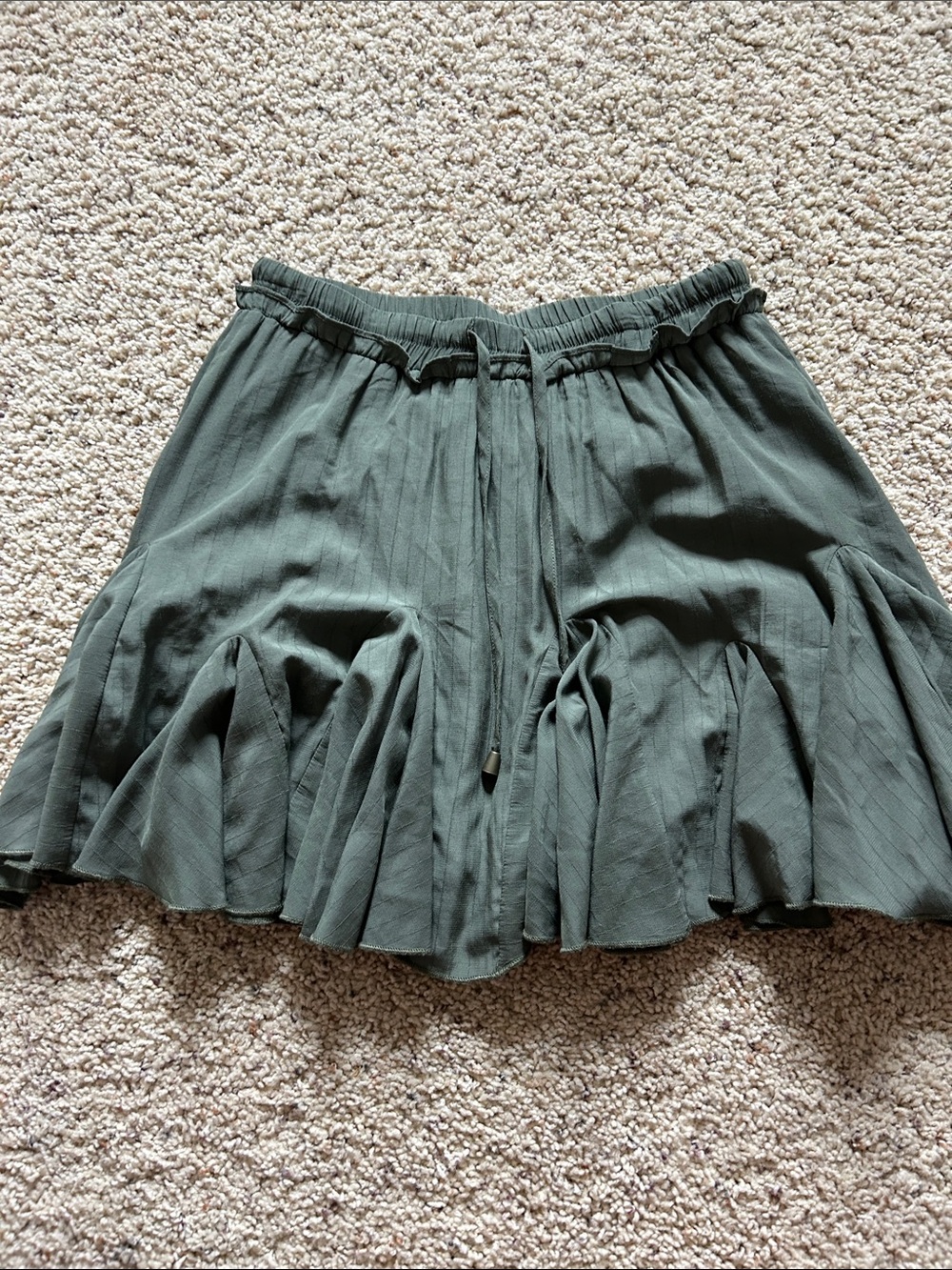 How Very Loved Green Ruffled Mini Skirt